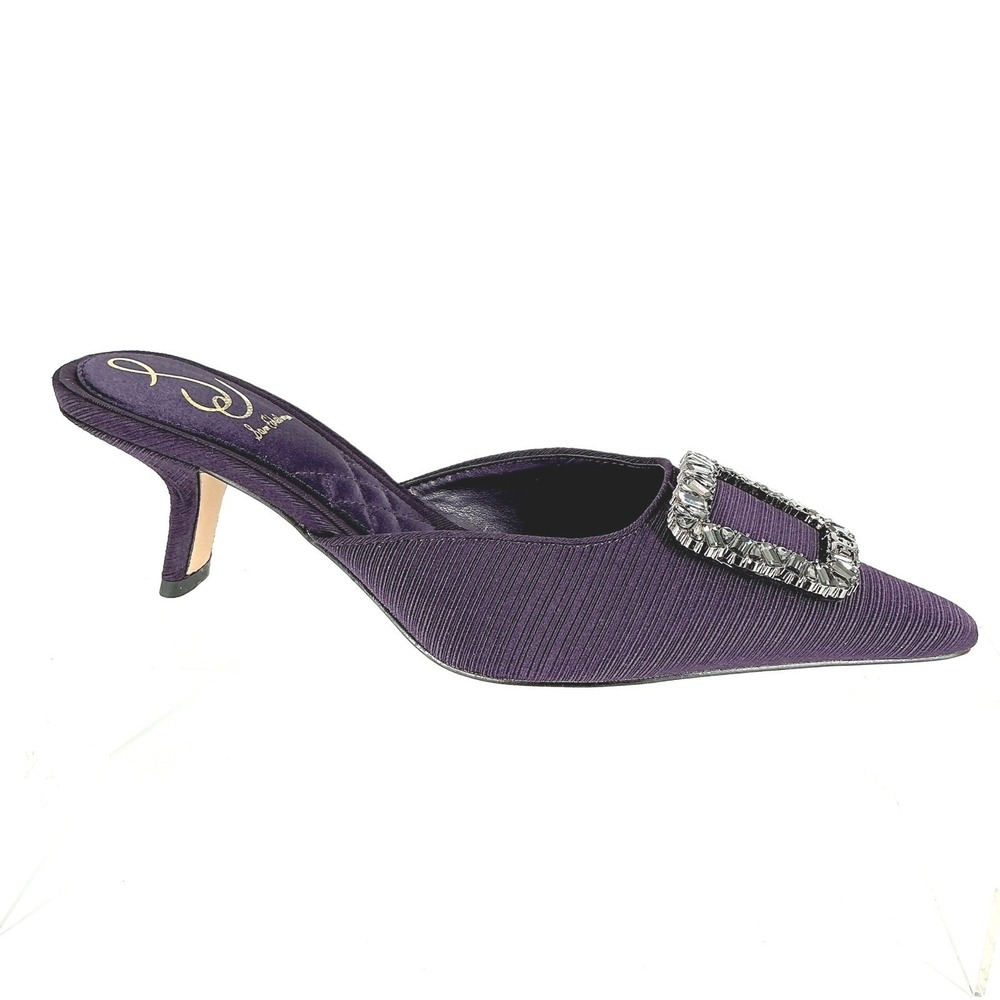 Sam Edelman Size‎ 6 Purple Crystal Buckle Kitten Heel Mules NEW Brit Glow $150
